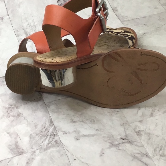 SAM EDELMAN Trina orange leather and hide sandals - Picture 8 of 8